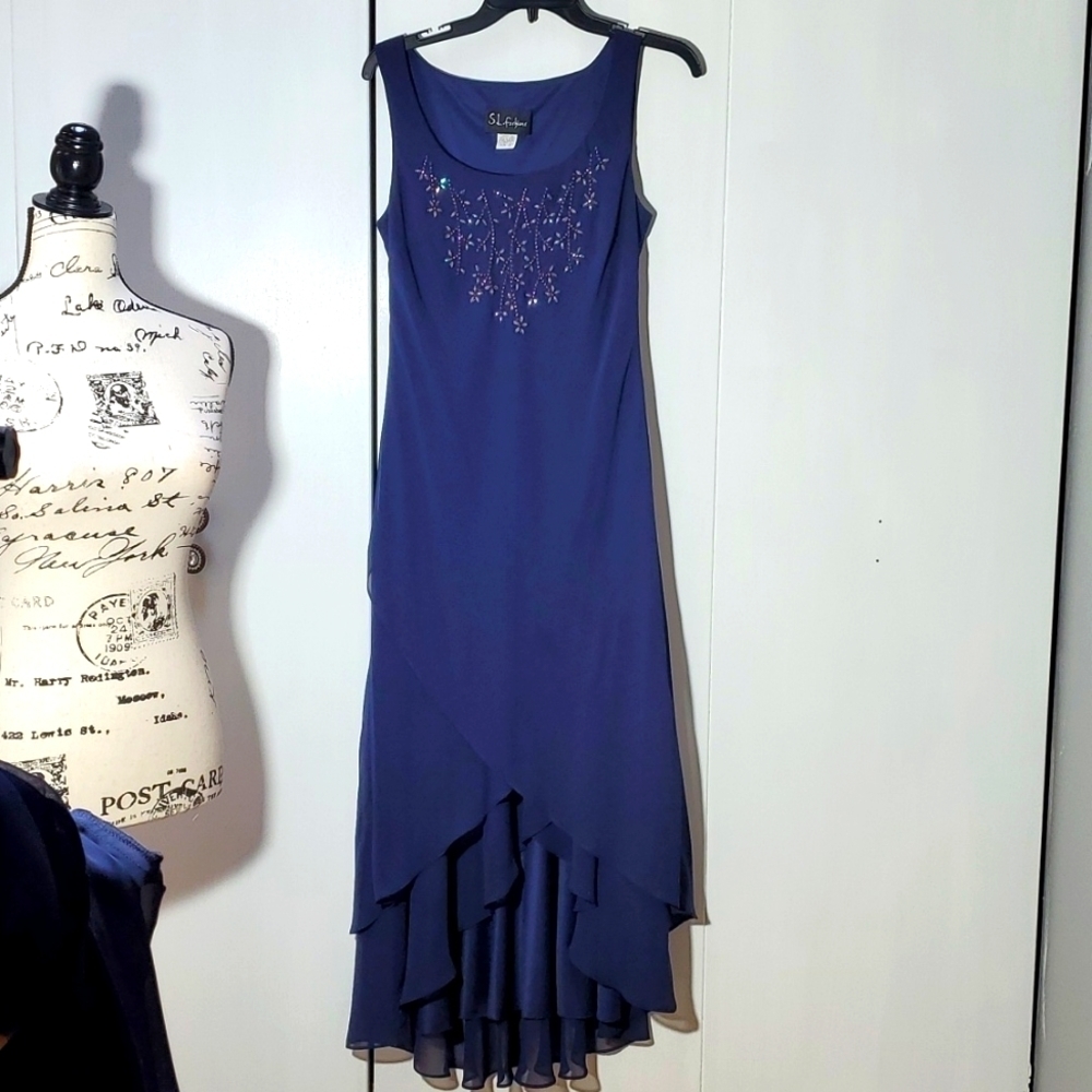 S.L. Fashions Blue Maxi Dress